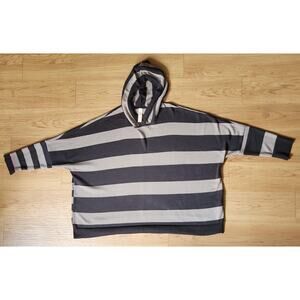 Ischiko Oska Womens Top Hoodie Size 2 US 8/10 OVERSIZED Striped